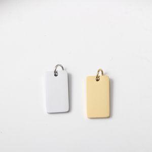 Werks bedarf 18 Karat vergoldeter Spiegel aus poliertem Edelstahl DIY Make Custom Logo Tag Rechteck Anhänger - Product Image 4