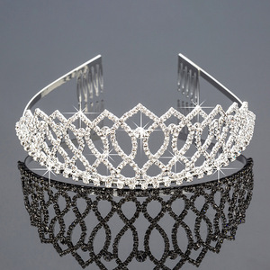 Couronne de reine européenne américaine, grande couronne élégante plaquée or, nouvelle coiffure de mariée, accessoires de cheveux de princesse, cristal strass, mariage - Product Image 5
