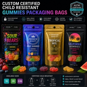 Custom Certified Child Resistant Stand up Pouch <b>Gummies</b> <b>Candy</b> Aluminum Foil 1g 2g 3.5g Smell Proof Mylar Packaging Bags - Product Image 1