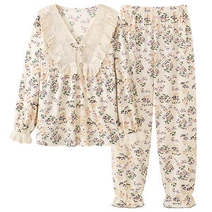 बड़ी लड़कियों की लंबी आस्तीन वाली रात में पजामा बजू टिडूर होमवियर फूलों की महिलाओं के लिए सेट Pajammjer महिला स्लीववियर मुद्रित - Product Image 6