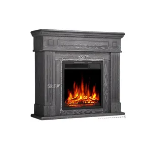 Household Hotel Use Wooden Surround Electric Fireplace Wall Mounted Mantel Heater With Artificial Fire