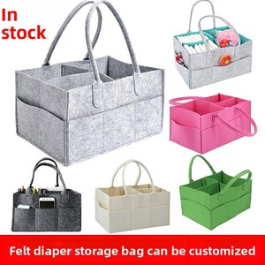 Organisateur de couches rectangulaire en tissu feutré grande capacité, sac de rangement portable et léger pliable pour couches de bébé, sac fourre-tout pour la crèche - Product Image 2