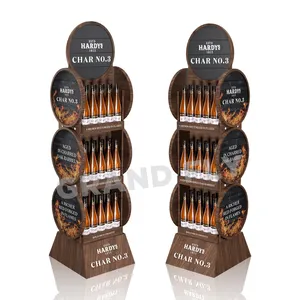 Custom Promotion Cardboard Wine Whisky Bottle Shape Storage Rack Cardboard Beer Display Stand Racks For Liquor Retail Shop