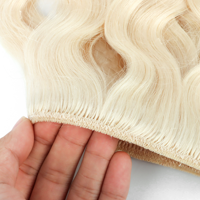 Extensions de cheveux à double trame de 18 et 24 pouces, trame machine, 100% cheveux humains véritables, blond cendré, trame volume