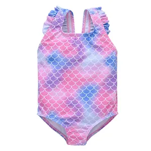 여름 수영복 Beachwear 아기 소녀 피트니스 수영복 인어 인쇄 비키니 9 M-6 년 동안 뜨거운 사용자 정의 라벨 옷