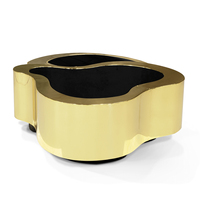 Table basse moderne en laiton poli avec plateau miroir noir pour salon, mobilier d'hôtel
