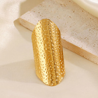 Novirassine Damen Retro Edelstahl Breiter Gesichtsring Einzigartiges Übertriebenes Geometrisches Design Gold für Hochzeiten