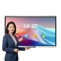 Layar Panel Datar Interaktif 75 Inci 4K 20 Titik IR Kapasitif Android Smart Board untuk Rapat dan Pendidikan