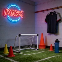 Enseigne néon LED USB à intensité variable Neonawall KICK, design ballon de football pour la décoration de bars, clubs, salles de jeux et les cadeaux pour les fans de football et de sport