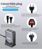 Chargeur USB C 500W Charge Rapide GAN Bloc de Charge 8 Ports Station de Charge Hub Brique PD 100W Chargeur Ordinateur Portable, pour iPhone 16 Chargeur