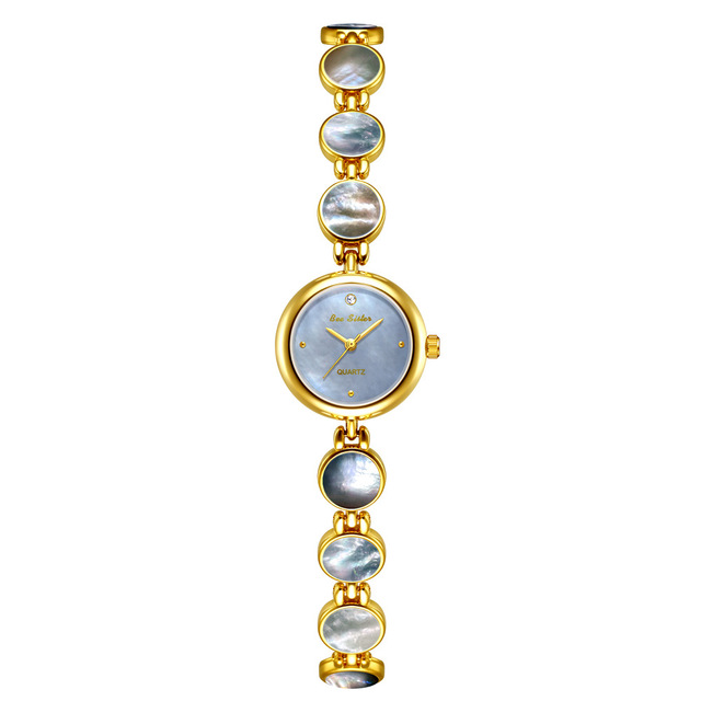 2025 Luxury Quartz Stainless Steel Gold Pointer Display 22mm Business Sport Fashion Watch High-grade Natural Pearl Shell Casual