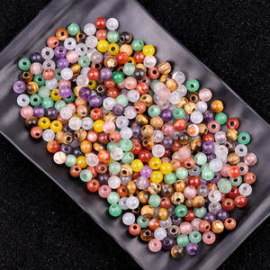 Perles rondes <span class=keywords><strong>en</strong></span> agate de jade naturel à grand trou de 8 mm, trou de 3 mm, accessoires de tissage DIY - Product Image 1