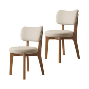 Sillas de comedor tapizadas, modernas, Beige, pata de gato, cuero, madera de pino maciza, MDF, cómodas para cocina, sala de estar - Product Image 6