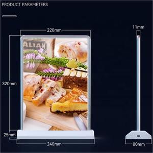 A4 boyutu çift taraflı LED masa üstü Poster çerçevesi şarj edilebilir masaüstü aydınlatma menü standı reklam için çift taraflı tabela - Product Image 2