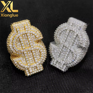 Bague Hip-hop Dollar en Zircon Naturel Plaqué Or 18K Unisexe Tendance Bijoux Personnalisés - Product Image 3