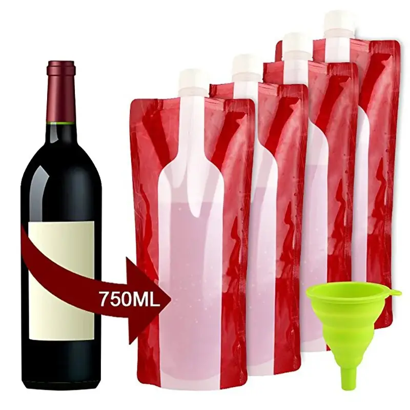 25.4oz ถุงไวน์ Unbreakable ขวดเกียร์ขวดไวน์สะโพกขวดถุงพลาสติกพับได้ขวดไวน์