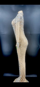 के माध्यम से देखें Sparkly क्रिस्टल शादी की पार्टी पोशाक प्लस आकार महिलाओं गायक स्टेज कॉस्टयूम सेक्सी बॉलरूम प्रोम पोशाक शाम का गाउन - Product Image 3