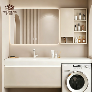 Elegante <span class=keywords><strong>Mobile</strong></span> <span class=keywords><strong>Bagno</strong></span> Moderno Sospeso <span class=keywords><strong>con</strong></span> Vano Lavatrice Integrato - Product Image 2
