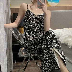 <span class=keywords><strong>Pigiama</strong></span> Estivo da Donna Casual per Casa, Traspirante in Maglia a Rete, con Elastico in Vita, Floreale Dolce, con Spalline e Imbottitura Frontale - Product Image 2