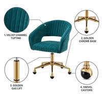 Chaise de bureau ergonomique de loisirs, pivotante et réglable, en velours, pour la maison, le bureau, l'école, l'hôtel, design moderne, meilleure qualité, prix raisonnable