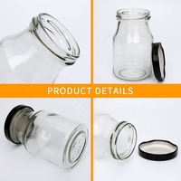 Pot en verre transparent pour pudding de 200 ml avec couvercle en métal, pot en verre de qualité alimentaire pour yaourt, lait, miel, confiture, pudding, dessert, logo personnalisé