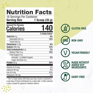 אבקת חלבון צמחי אורגני טבעוני למבוגרים, מכירה חמה, עתירת חלבון, מקדמת עיכול, 20-29 גרם חלבון למנה, 24 חודשים - Product Image 2