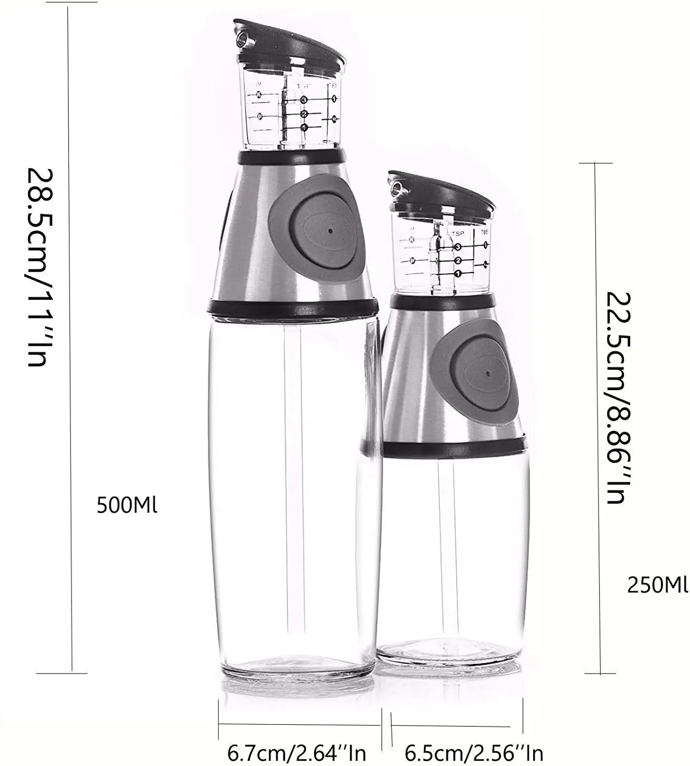 올리브 오일 디스펜서 병 주방 오일 및 식초 디스펜서 측정 및 물방울이없는 주둥이 500ml