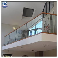 Rampe en verre sans cadre moderne avec fixations à tige, balustrade en verre et acier inoxydable pour escalier et clôture de piscine