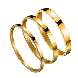 High End 18K Gold Plated <b>Men</b> Women Engraved Plain Bracelet Custom Stainless Steel Homme Cuff <b>Bangle</b> Bracelets - Product Image 1