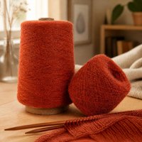 Warm Rust Red Chenille Yak-like Fancy Yarn 1/14Nm Vegan Recycled Dyed Rugged Soft-High Warmth
