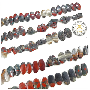 Lot en gros de pierres précieuses naturelles africaines en pierre de sang, polies, rouges et vertes, en forme de cabochon mixte, 25-40mm, pour la fabrication de bijoux - Product Image 1