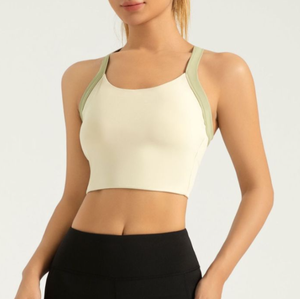 Soutien-gorge de sport à dos croisé pour femmes gilet de Fitness respirant avec affichage de taille absorbant les chocs haute résistance coussin de poitrine intégré Yoga - Product Image 1