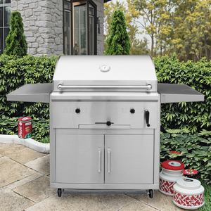 Barbecue au charbon de bois moderne luxueux en acier inoxydable de 32 pouces avec logo personnalisé Cuisine extérieure intégrée - Product Image 1