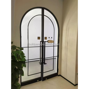 أبواب زجاجية فرنسية مقوسة حديثة وآمنة ومقاومة للماء مع نظام قفل متعدد النقاط للفلل السكنية والمنازل الكبيرة - Product Image 2