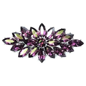Crystal Gold Plated Women's Marquise Cut Purple Leaf Plant Shape Alloy Brooch <b>Wedding</b> Jewelry <b>Accessory</b> with Plating - Product Image 4