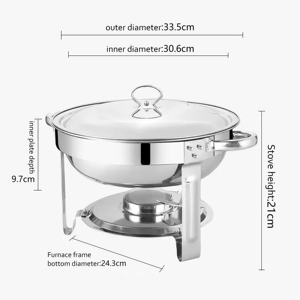 Chauffe-plats professionnel circulaire à alcool, argenté, capacité 9L, maintien au chaud 12 heures, pour produits tendance 2025, en stock sur eBay - Product Image 2