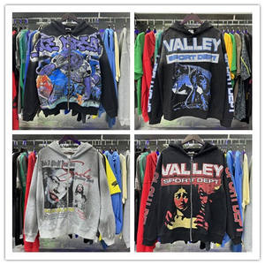 Hoodie Katun Longgar Motif Cetak Trendi Ala Vintage Berkualitas Tinggi untuk Pria dan Wanita, Model Couple, Gaya High Street, Resleting, dan Berkerudung - Product Image 2