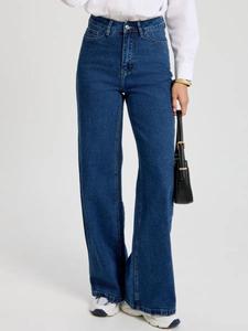 Jeans de Pierna Ancha de Corte Holgado para Mujer, Talle Alto, Azul Claro, Mezclilla de Algodón, Cómodos, al por Mayor - Product Image 4