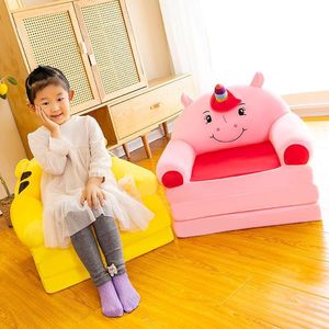Pliable Enfant Canapé Dossier <span class=keywords><strong>Fauteuil</strong></span> Couverture En Peluche Mignon Dessin Animé Enfants Paresseux Canapé Flip Ouvert Canapé Couverture Pour Salon Chambre - Product Image 2