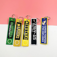 Gepersonaliseerde geborduurde sleutelhanger op maat met eigen logo, dubbelzijdig, geweven borduurwerk, sleutelhanger op maat, groothandel