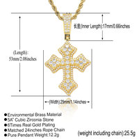 BESDZ0571 Collier pendentif croix gothique style hip-hop serti de pierres, nouveau design, breloques croix avec chaîne en corde