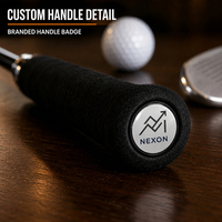 Parapluie de golf à rayures diagonales bleu marine et orange, logo personnalisé, coffret cadeau haut de gamme, promotion de marque d'entreprise, cadeau de golf