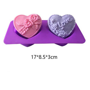 Early Riser Valentine's <span class=keywords><strong>Special</strong></span> Moule <span class=keywords><strong>en</strong></span> silicone à 2 cavités avec cœur et rose Moule à chocolat/gâteau/bougie/<span class=keywords><strong>savon</strong></span> de qualité alimentaire - Product Image 4