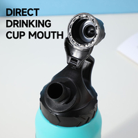 Bouteille d'eau isotherme en acier inoxydable avec bec verseur direct, couvercle hermétique en silicone et poignée portable
