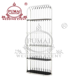Estante para vinos moderno de latón FUMAI con estantes de vidrio, expositor para bodas, eventos y bares - Product Image 6
