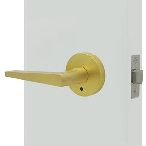 Fonction <span class=keywords><strong>de</strong></span> confidentialité à levier <span class=keywords><strong>de</strong></span> rampe avec bouton poussoir rond en laiton satiné rose poignée <span class=keywords><strong>de</strong></span> <span class=keywords><strong>porte</strong></span> à réglage rapide <span class=keywords><strong>doré</strong></span> - Product Image 3