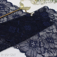 Soldes Exceptionnelles : Tissu en Dentelle Élastique Extensible en Spandex, Motif Floral en Maille, Noir, Beige, Violet, 22 cm, Idéal pour la Lingerie (Vente en Gros)