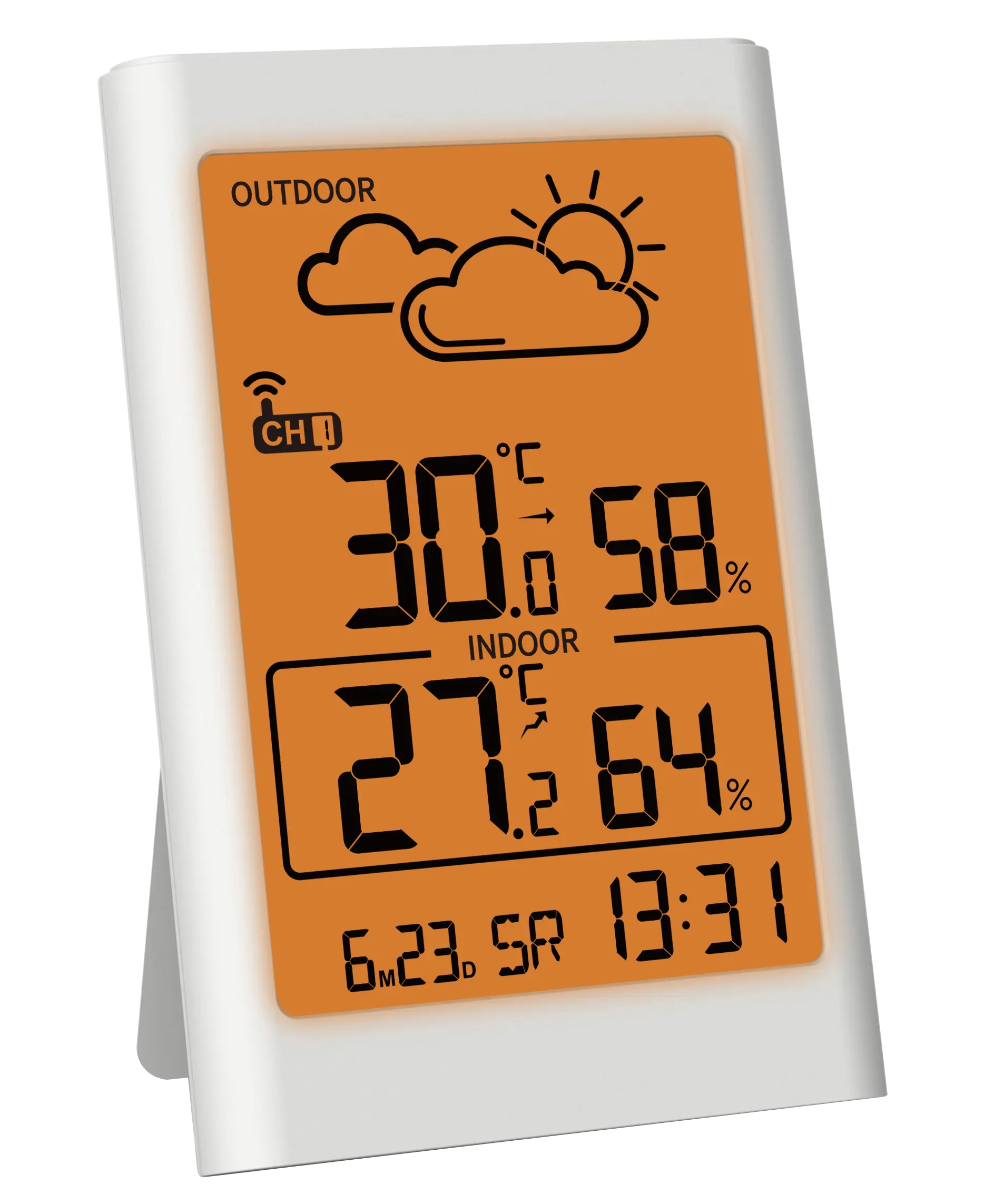 Eu Radiogestuurde Weerstation Indoor/Outdoor Digitale Hygrometer Thermometer Wekker Wandmontage Klok