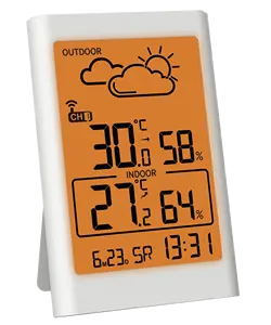 EUラジコン天気予報ステーション屋内/屋外デジタル湿度計温度計目覚まし時計壁掛け時計
