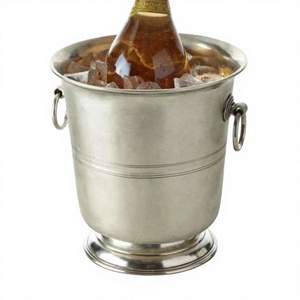 Seau à glace en étain antique pour boissons, avec poignées en anneau, résistant à la rouille, pour champagne et vin, prix d'usine - Product Image 1